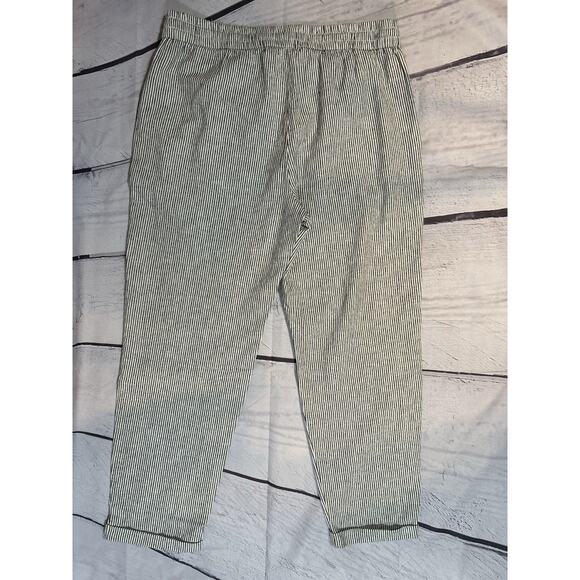 NWT J. Crew Re-Imagined Striped Linen Blend Drawstring Cropped Pants Size 10 - Picture 2 of 5